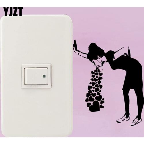 YJZT Girl Heart Love Fashion Home Decor Wall Sticker Switch Decal 8SS-2614