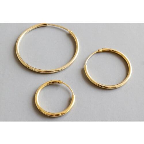 925 Sterling Silver Circle Loop Real Minimalist Hoop Earrings Gift For Women Kolczyki Design Gold Earings Accessories Jewellery