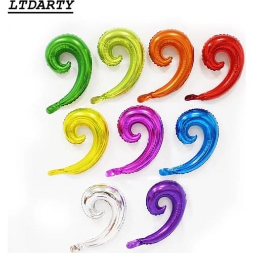 10 pcs Colorful Spiral Wave Curve Foil Balloons Family Birthday Party Wedding Decoration Wall Stickers Inflatable Toys