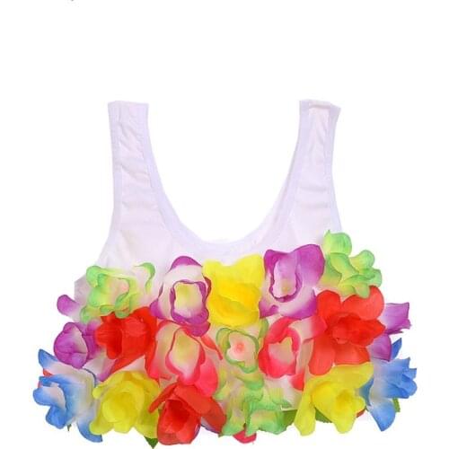 10pcs Colorful Hawaii Flower Bra Floral Child Adult Camisoles Bra Hula Dance Beach Tropical Party Supplies Accessories Christmas