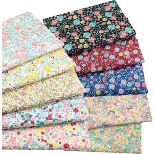 100% Cotton Twill Fabric DARK BLUE RED Pink Yellow Rose Flower Rabbit Bowknot For Summer Clothes Dress Craft Quilt Patchwork