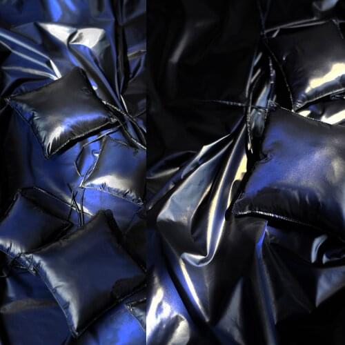 100cm*148cm Shiny Down Jacket Material Deep Black Blue Nylon Coated Fabric