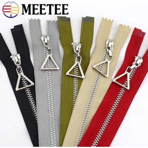 2/5pcs 15-70cm Meetee 3# Metal Zippers Auto Lock Closed&open Zip Silver Teeth for Bags Purse Shoes Clothing Sewing Accessories