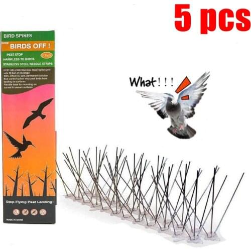 5pcs Stainless Steel Anti Pigeon Bird Spikes Deterren Anti Climb Wall Fence Bird-repeller Spike Strip Scarer Garden Supply