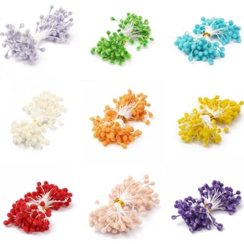 70pcs Artificial Mini Pearl Flower Stamen Pistil 5mm Floral Stamen Double Head Bud Bouquet DIY Wedding Decoration Craft Supplies