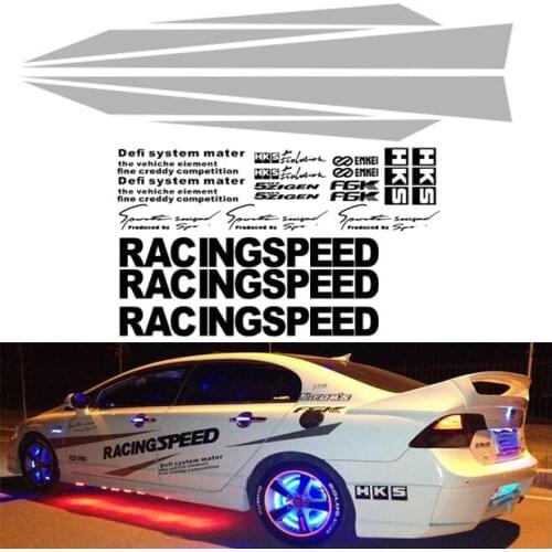 Car Styling Grey-Black Color Vinyl Decal Dual Racing Stripes Side Waistline Whole Body Car Stickers DIY COOL