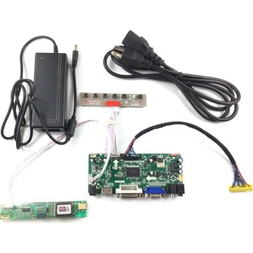 Free Shipping DVI VGA Audio LCD Controller Board +LVDS cable+LCD driver board +12V 4A Power Adapter