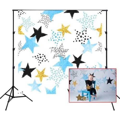 Stars Backdrops Blue Black Golden Glittering Painting Pattern Photography Background Kids Newborn Party Banner Photo Studio Prop