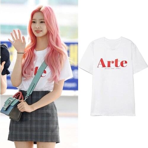Kpop IZONE Cotton Tshirt Kim Min Ju Same T shirt Tee Short Sleeve Fashion Women Girls Summer Tops