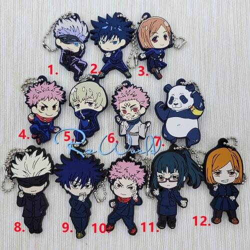Jujutsu Kaisen Fushiguro Megumi Gojo Satoru Toge Original Japanese anime figure Rubber Mobile Phone Charms Keychain Strap Keyrin