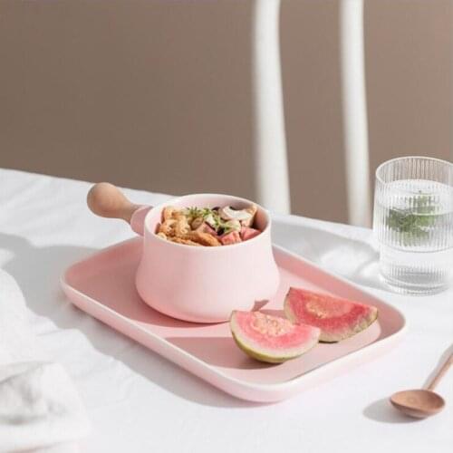 Ceramic dish Japanese breakfast dishes cutlery set one person tableware creative Solid color matt breakfast plate oatmeal bowl