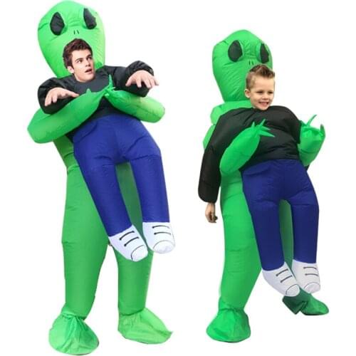 Halloween Costume For Women Men Inflatable Green Alien Cosplay Adult Funny Explode Fancy Dress Party Suit