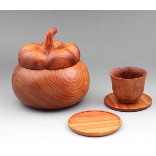 Mahogany tea cup mat Myanmar flower pear handicraft kung fu tea set tea ceremony solid wood mat mountain bamboo coaster mat