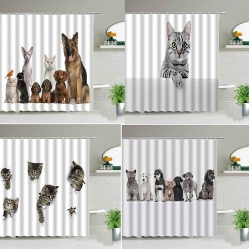 Creative cats and dogs Curtains in the living room curtain Shower curtain curtains for room hall Curtain for kitchen Bath mat