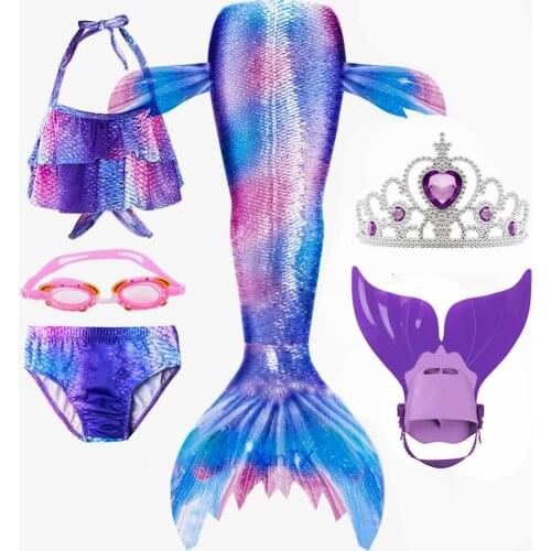 2020 6PCS/Set HOT Kids Girls Mermaid Tails with Flipper Monofin Fin Halloween Children Swimsuit Bikini Girls Costumes Swimming
