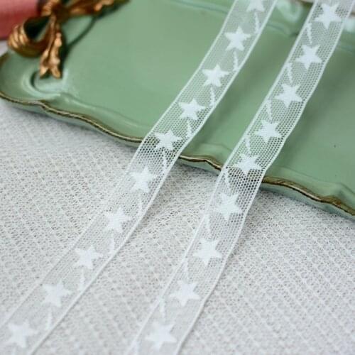 Little star bilateral White Elastic polyester Lace Fabric Stretch Trim Clothing Sewing DIY doll dress decorative accessories