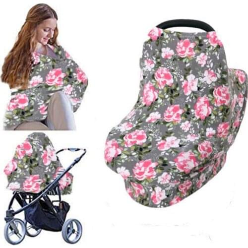 Multifunction Stretchy Baby Car Seat Cover Nursing Cover Breastfeeding Cover Shopping Cart Grocery Trolley Covers Carseat Canopy