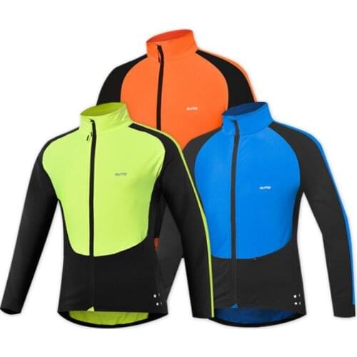 Mens windbreaker Cycling hiking fleece jacket elastic wool jersey Bike windproof Riding Cycling thermal Jacket coat reflective