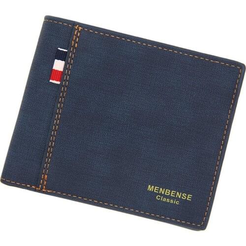 Mens Wallet Money Bag Solid Color Leather Business Short Wallet Famous Vintage Male Wallets Purse