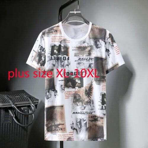 New Arrival Fashion Super Large Men Mercerized Cotton Summer Short Sleeve T Shirt Casual O-neck Print Knitted Plus Size XL-10XL