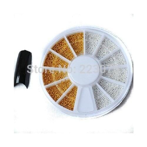 New Nail Art 2 wheels silver&gold Glitter Powder Beads Decoration Caviar Manicures