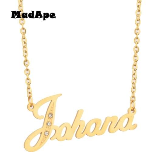 MadApe Gold Color "Johana" Pendant Necklace Custom Stainless Steel Name Necklace, Custom Jewelry, Custom Women Men Name Necklace