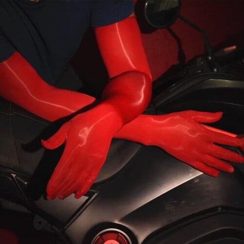 High Elastic Candy Color Skinny Seamless Glossy Sheer Men Silky Long Gloves Sissy Crossdresser Bondage Gay Wear