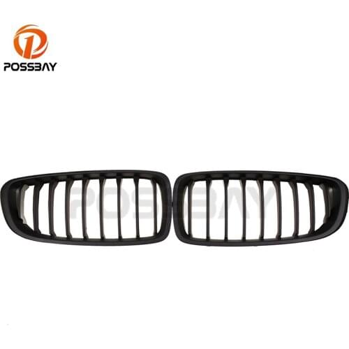POSSBAY 2 Pcs Matte Black Front Grille Kidnery Grills For BMW 4-Series F36 Gran Coupe 2014-2016 Racing Grills Car Side Parts