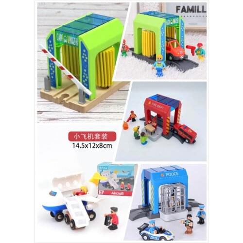 Scene track Simulation plastic police station suit compatible with wooden train track toy police thief catching block suit
