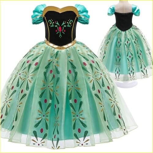 Anna Dress Girl Anna Cosplay Snow Queen 2 Princess Costume Little Girl Halloween Birthday Carnival Fancy Disguise and Wig