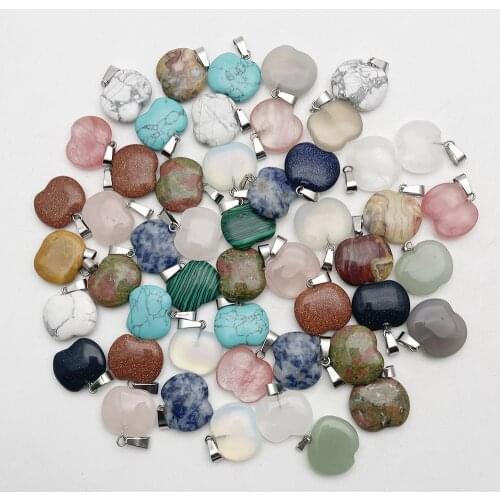 Fashion 50pcs natural stone apple charms pendant for Jewelry making mixed gift Necklace Accessories Free shipping Wholesale