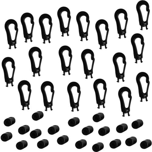 Durable 20 Pieces Plastic 5mm Shock Bungee Cord Karabiner Hook Elastic Cord Rope End for Marine Kayak Canoe Boat Rafting Acces