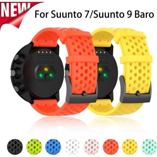24mm Soft Silicone Breathable Watch Strap For Suunto 9 Baro Watch Band Suunto7 Watchband Spartan Watch Band HR Bracelet D5 Watch