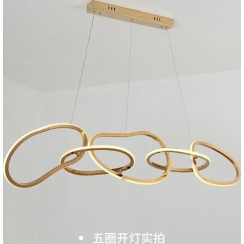 Stainless Steel Postmodern Luxury Chandelier Dining Room Island Rings LED Hanging Light Restuarant Bar Office New Pendant Lamp