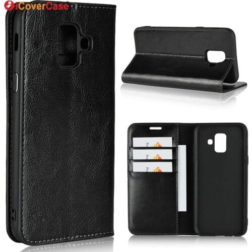 Luxury Real Genuine Leather Wallet Case For Samsung Galaxy A6+ A6 Plus 2018 Flip Cover Card slot Stand Protect Case for A6 2018