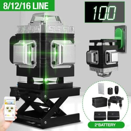 16 Line Green light 4D Auto Self-Leveling Laser Levels 360 Horizontal Adjustment Super Powerful Green Laser With 4800mAh Battery