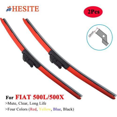 HESITE Coolest Color Wiper Blades For FIAT 500 595 695 500C 595C 695C 500L 500X Convertible Sport Model Accessories 2012 2015