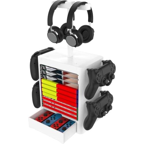 Games Storage Tower(10 Games) for PS5 Game Disk Rack Controller/Headset Stand Holder Compatible for Nintendo Switch/PS4/Xbox