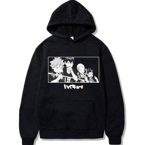 SUNOWE Haikyuu Unisex Hoodies Japanese Anime Printed Womens Mens Hoodie Streetwear Casual Sweatshirts