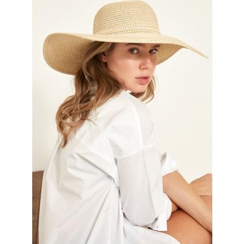 Womens Straw Beach Hat Light Beige