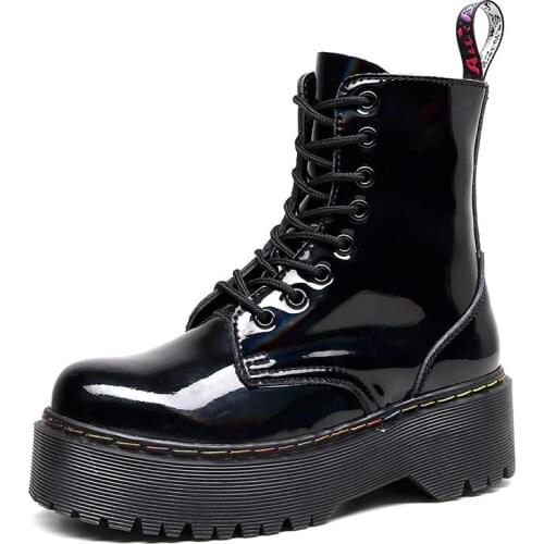 2021 New Fashion Women Boots High Quality Patent Leather Womens Platform Boots Punk Gothic Sexy Model Platform Shoes Prefect