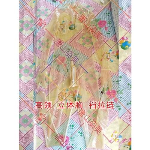 WOMEN TRANSPARENT LATEX CATSUIT WITH GLOVES SOCKS 3D BREAST CUTNECK ENTRY CROTCH ZIP