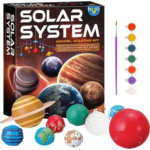 1Set Hand-painted Planets Solar System 3D Model Planetary Painting Model Toy
