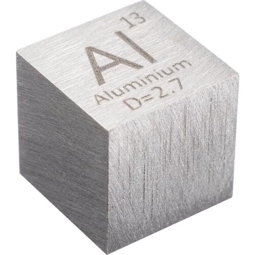 1Pcs 99.99% High Purity Element periodic Table Cube Aluminum 10mm Cube Carved Element Periodic Table