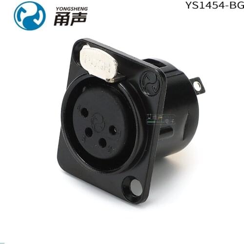1Pcs Yongsheng YS1454/1464-BG gold-plated four-core XLR female D-type power amplifier seat audio and video DIY accessories