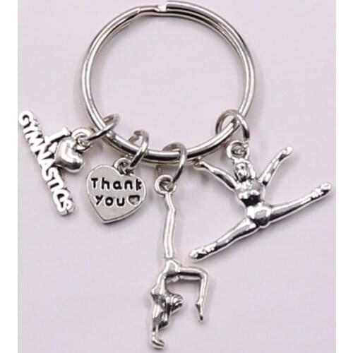 1Pcs I Love Gymnastics Charms Keychain Gymnast Girl Sporter Keyring For Women Thanksgiving Day Gift Accessories Jewelry