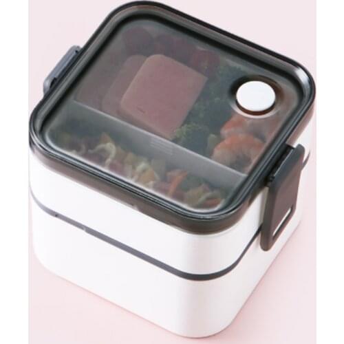 2 Layer Portable Lunch Box Separate Food Container Microwave Oven Lunch Bento Boxes Student Lunchbox