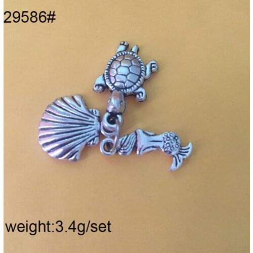 20 Sets Full Height 24MM Antique Bronze Plated Zinc Alloy Turtoise Shell Sea-maid Set Charms Diy Jewelry Findings Accessories