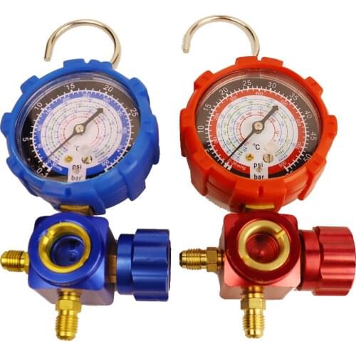 2021 Air Condition Gauge For R410A R22 R134a R404A Refrigerants Manifold Gauge Manometer Valve 800psi/500psi with Visual Mirror