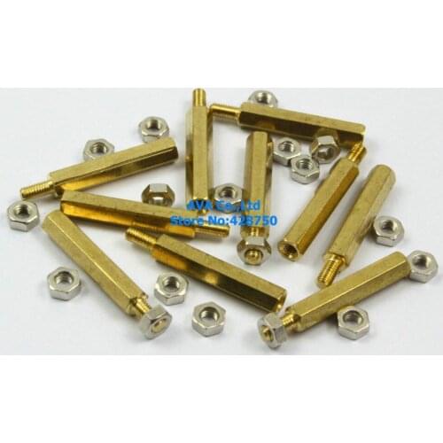 25 M3x6mm Male Female Hex PCB Standoff Spacers 25mm Body Length with Nuts
